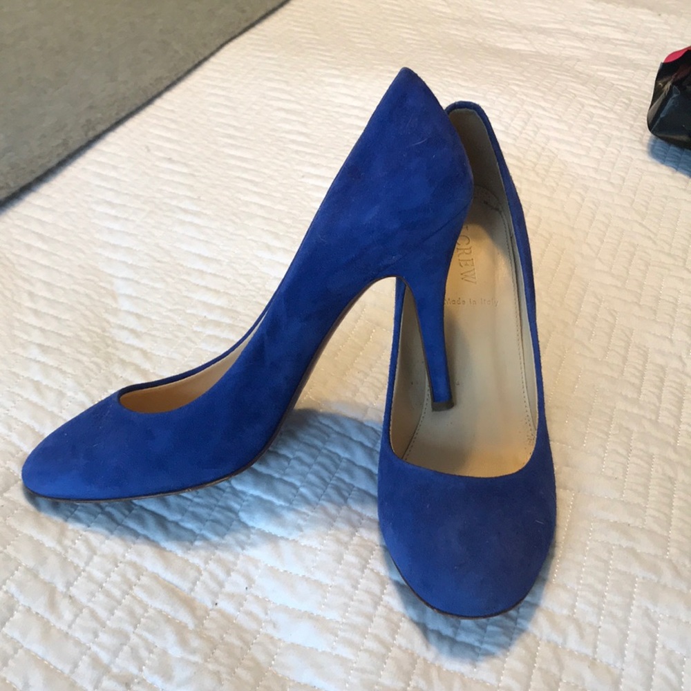 Blue suede J.Crew Heels